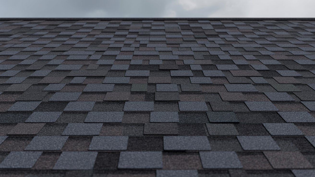 Asphalt shingle roof texture close-up