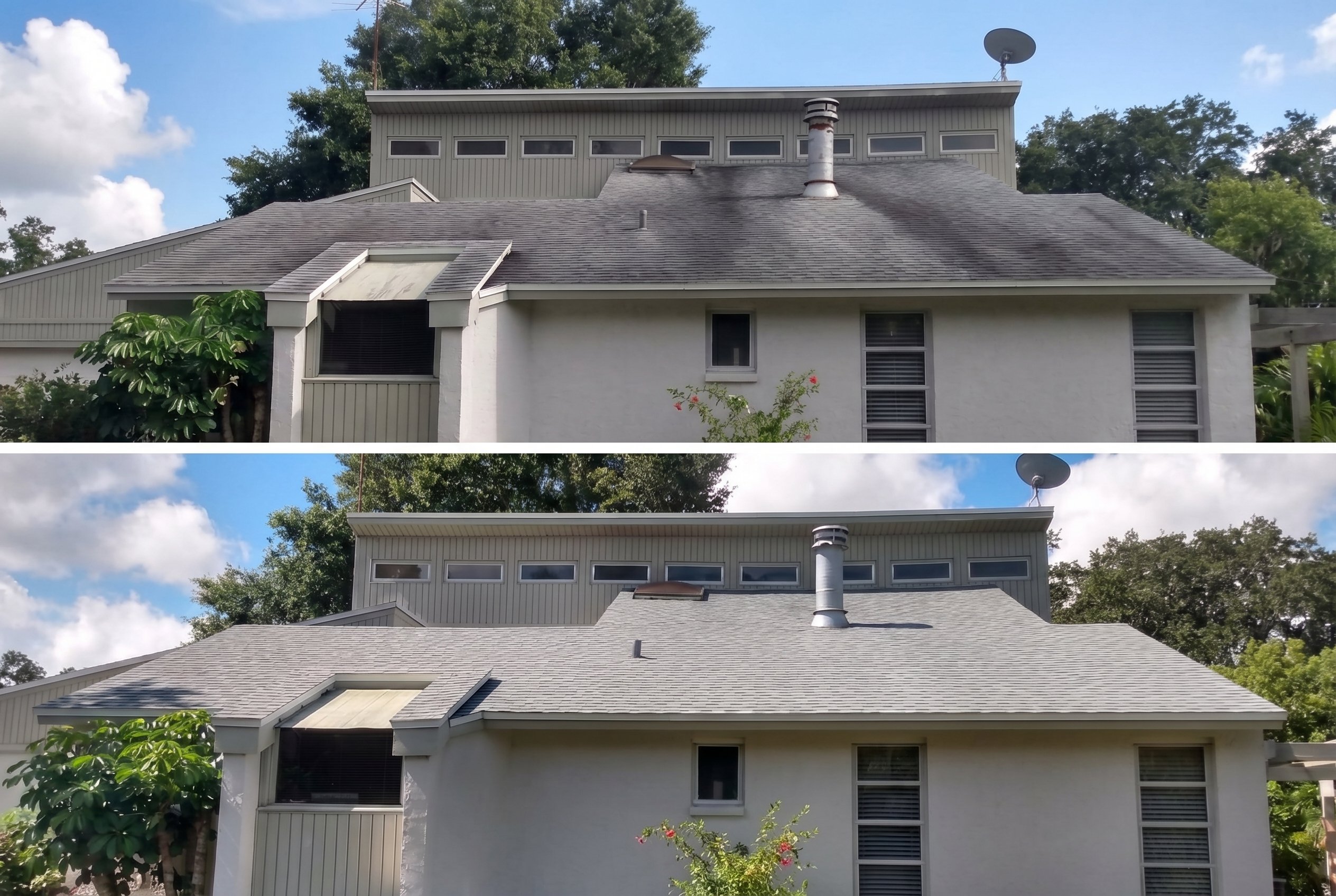 Clean Florida driveway and exterior surface after professional pressure washing